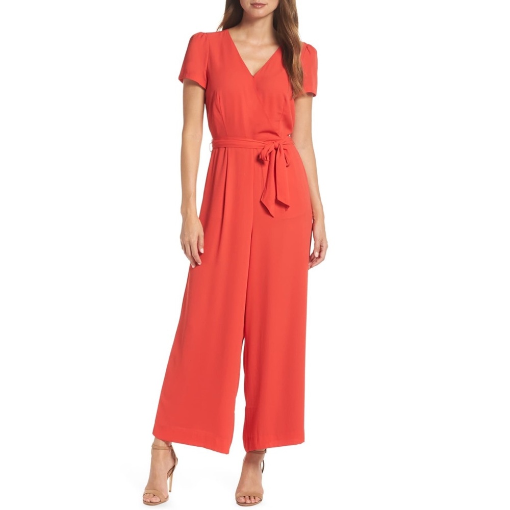 NWT J. Crew Red Short Sleeve Wrap Jumpsuit